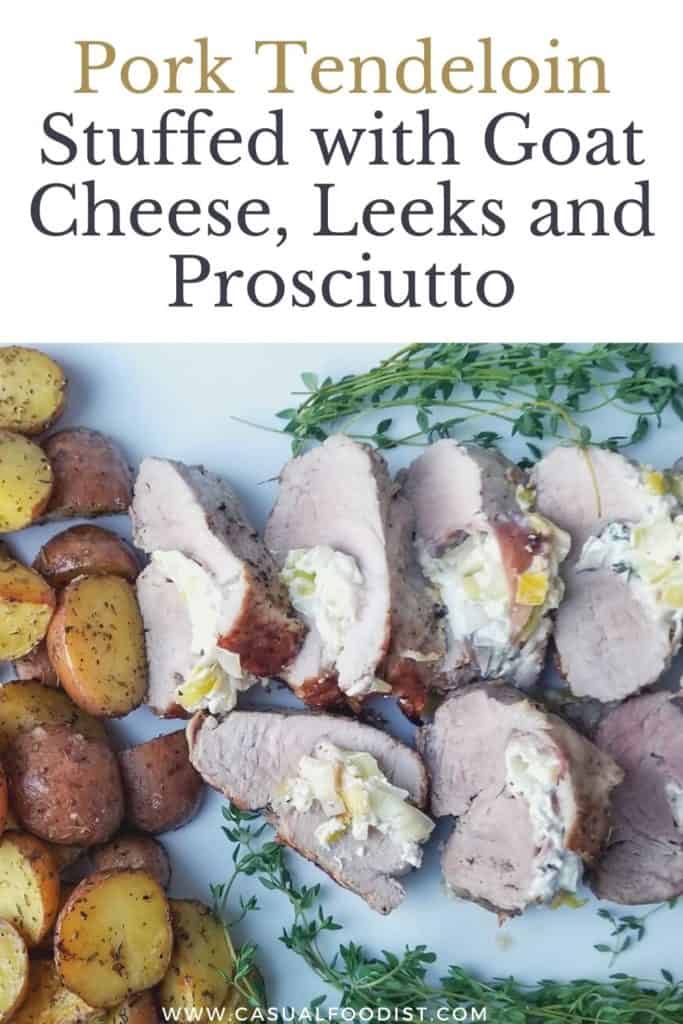 Pork Tenderloin Stuffed with Goat Cheese, Leeks and Prosciutto Pinterest Image