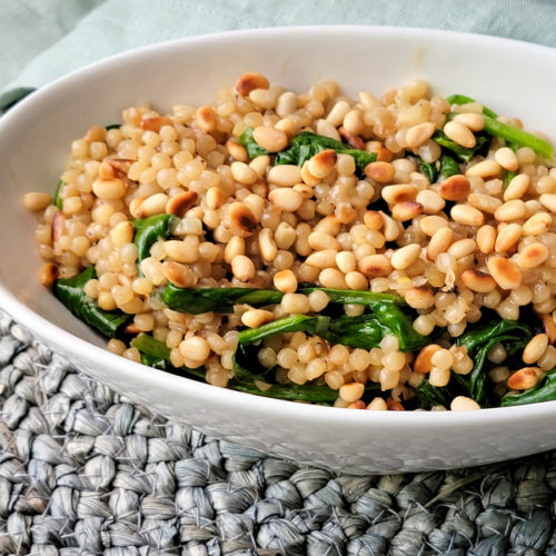 Israeli Couscous with Spinach and Pine Nuts