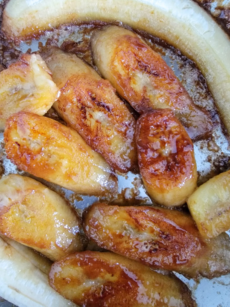 Caramelized Banana Bread - preparing bananas