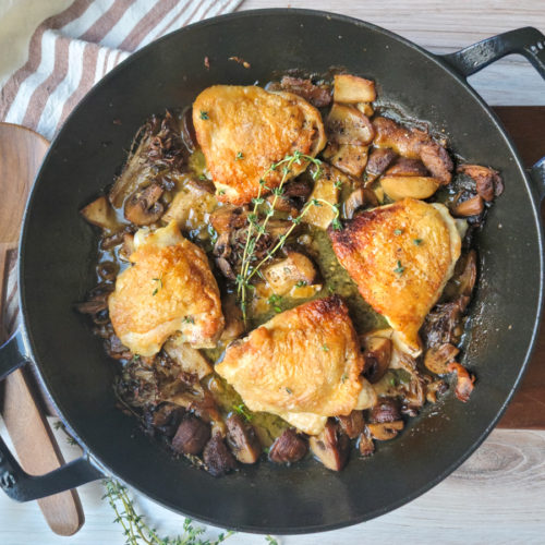 Pan Roasted Chicken Thighs with Mushrooms