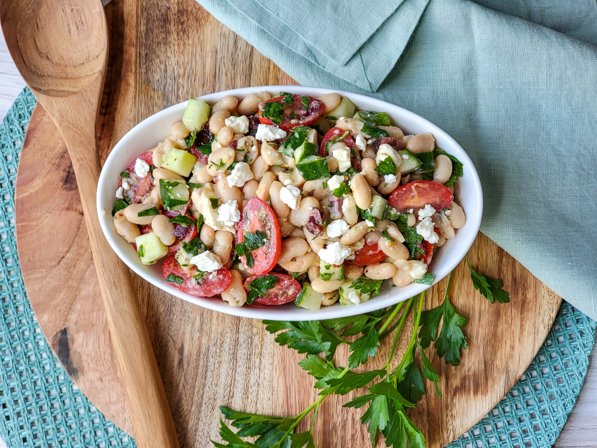 Easy Mediterranean White Bean Salad - Casual Foodist