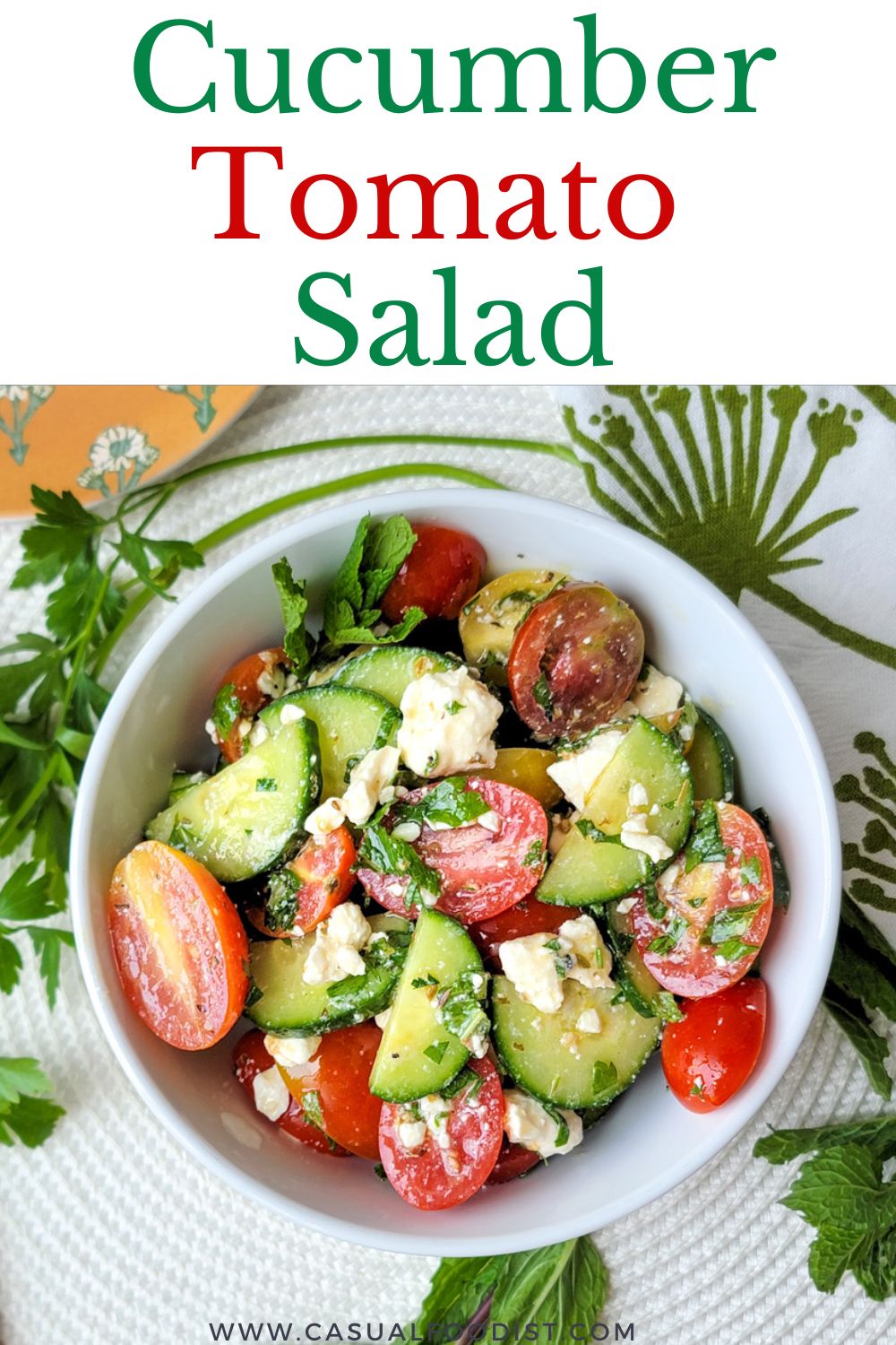 Cucumber Tomato Salad with Feta - Casual Foodist