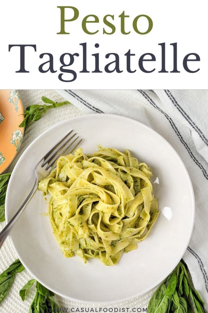 Pesto Tagiatelle (Easy Pesto Pasta) Pinterest Image 
