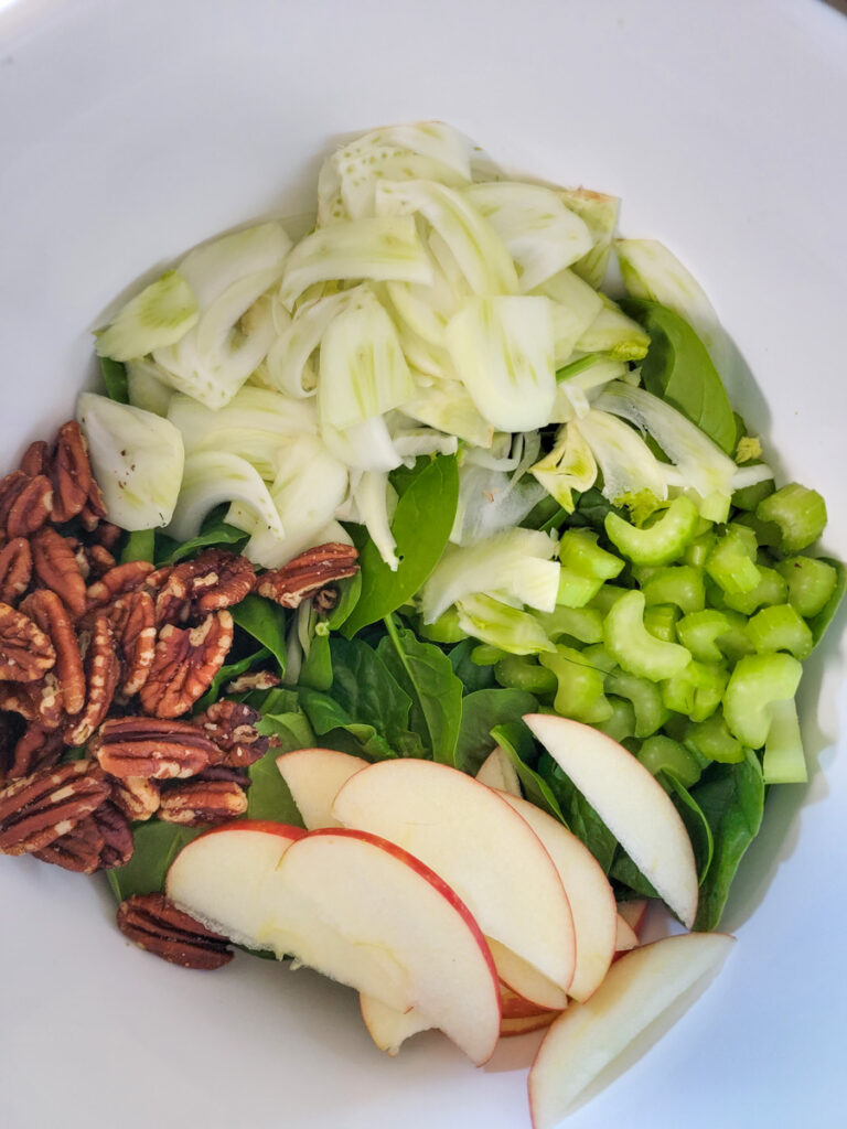 Fennel and Apple Salad with Pecans - preparation