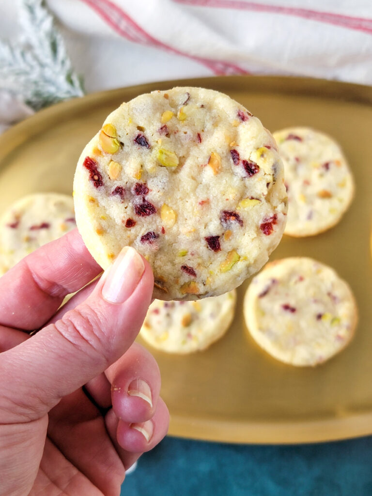 Cranberry Pistachio Shortbread Cookies 