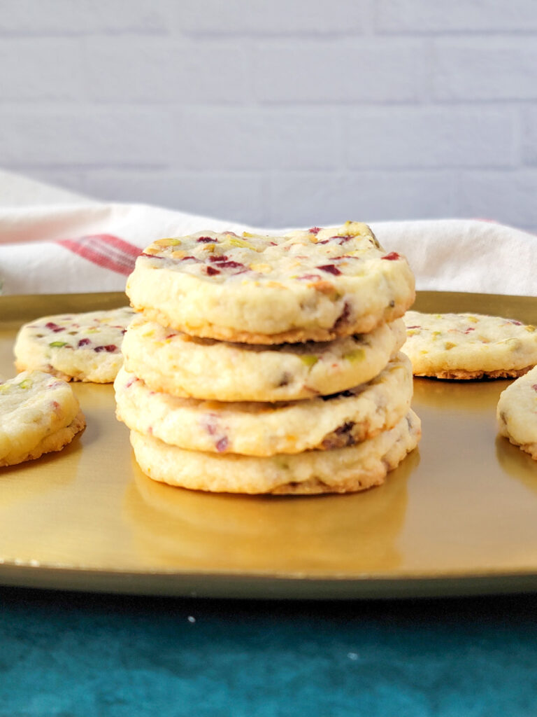 Cranberry Pistachio Shortbread Cookies 