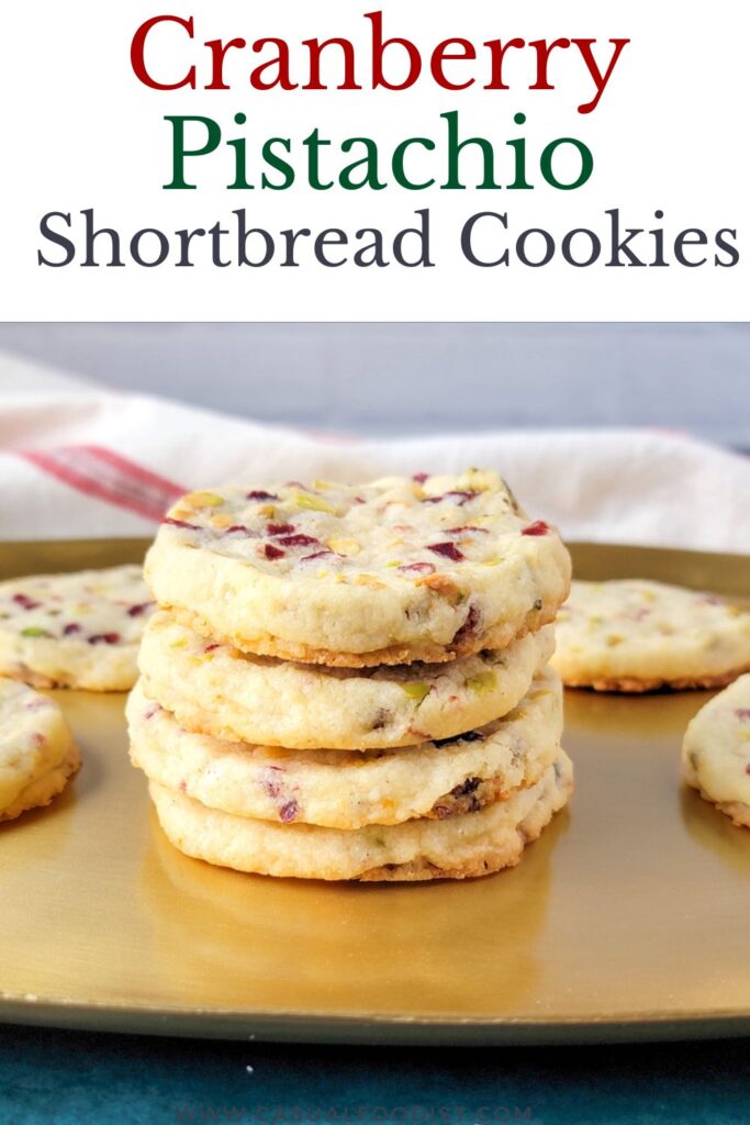 Cranberry Pistachio Shortbread Cookies  Pinterest Image