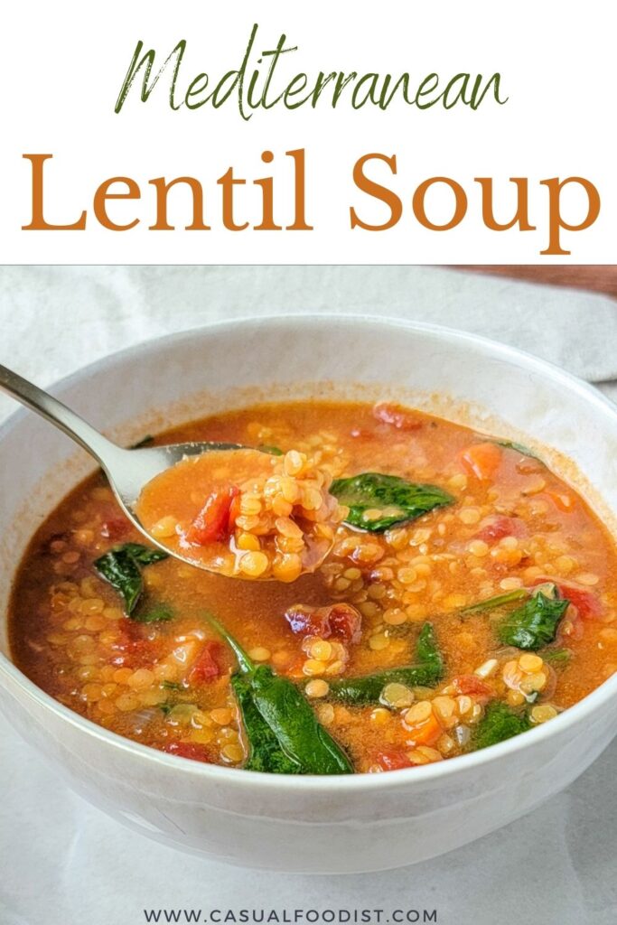 Mediterranean Lentil Soup with Spinach Pinterest Image