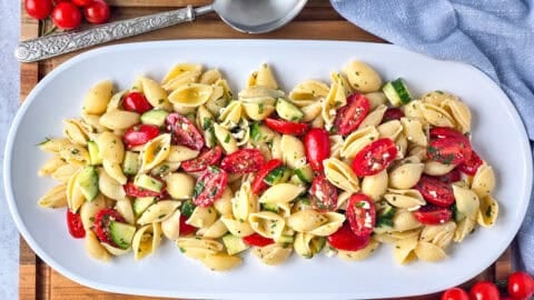 The Best Mediterranean Pasta Salad (with Cucumbers, Tomatoes and