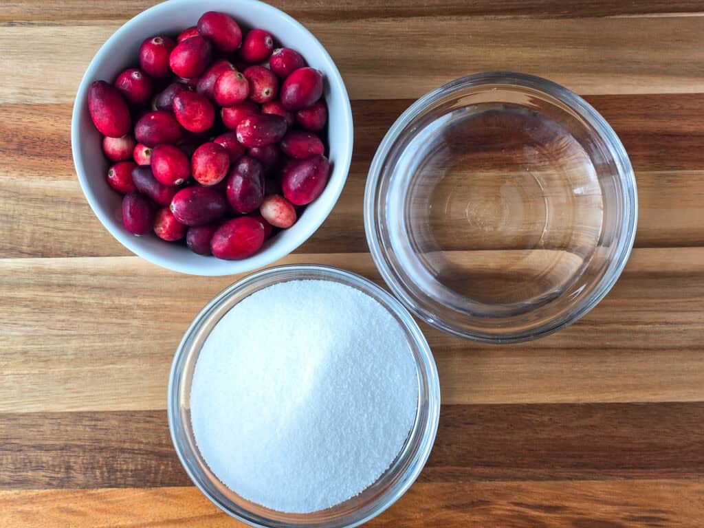Sugared Cranberries - ingredients