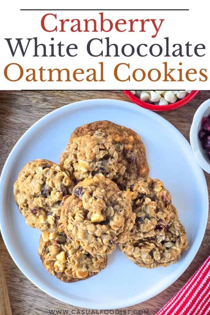 Cranberry White Chocolate Oatmeal Cookies Pinterest Image