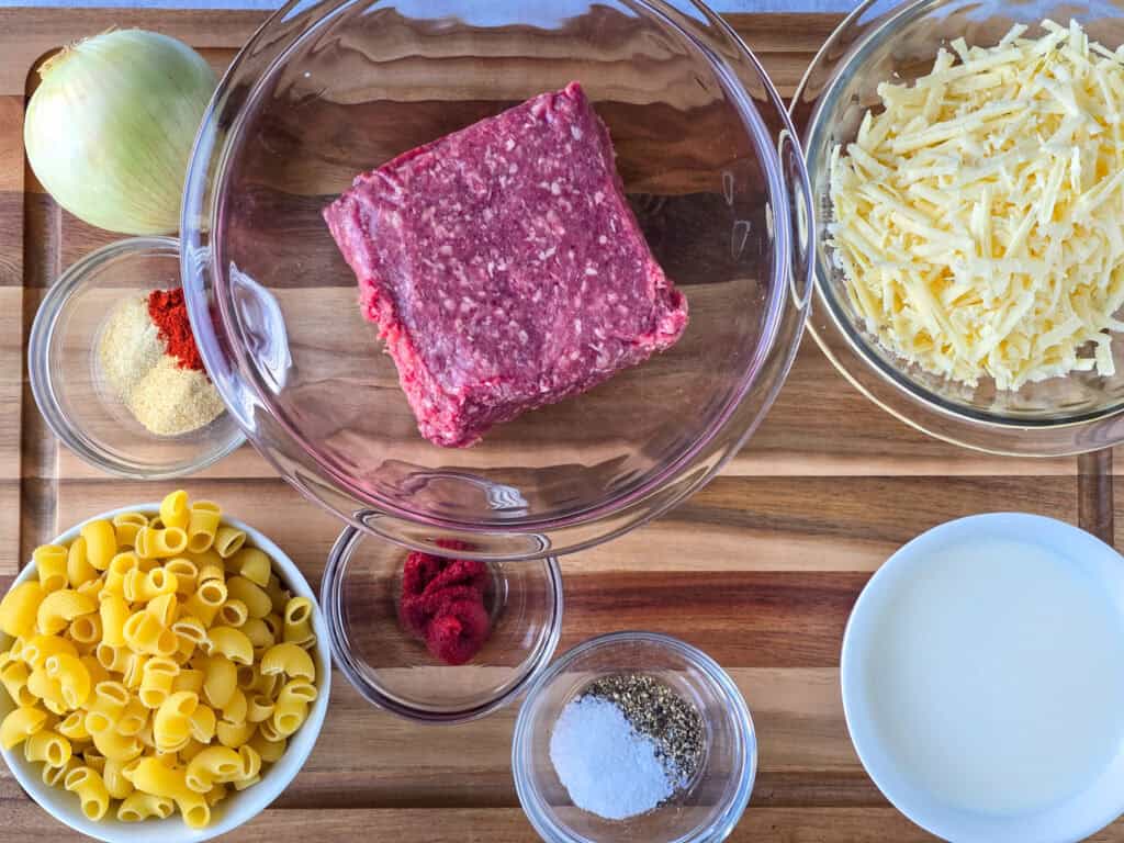 Homemade Cheeseburger Macaroni ingredients