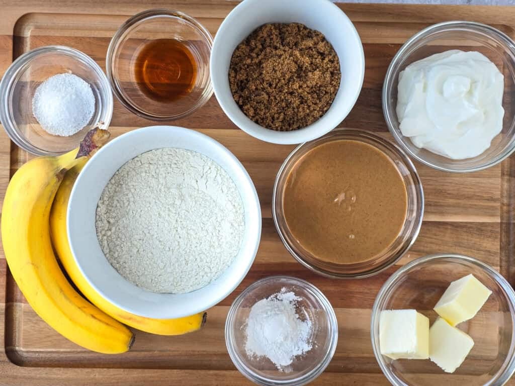 Peanut Butter Banana Bread ingredients