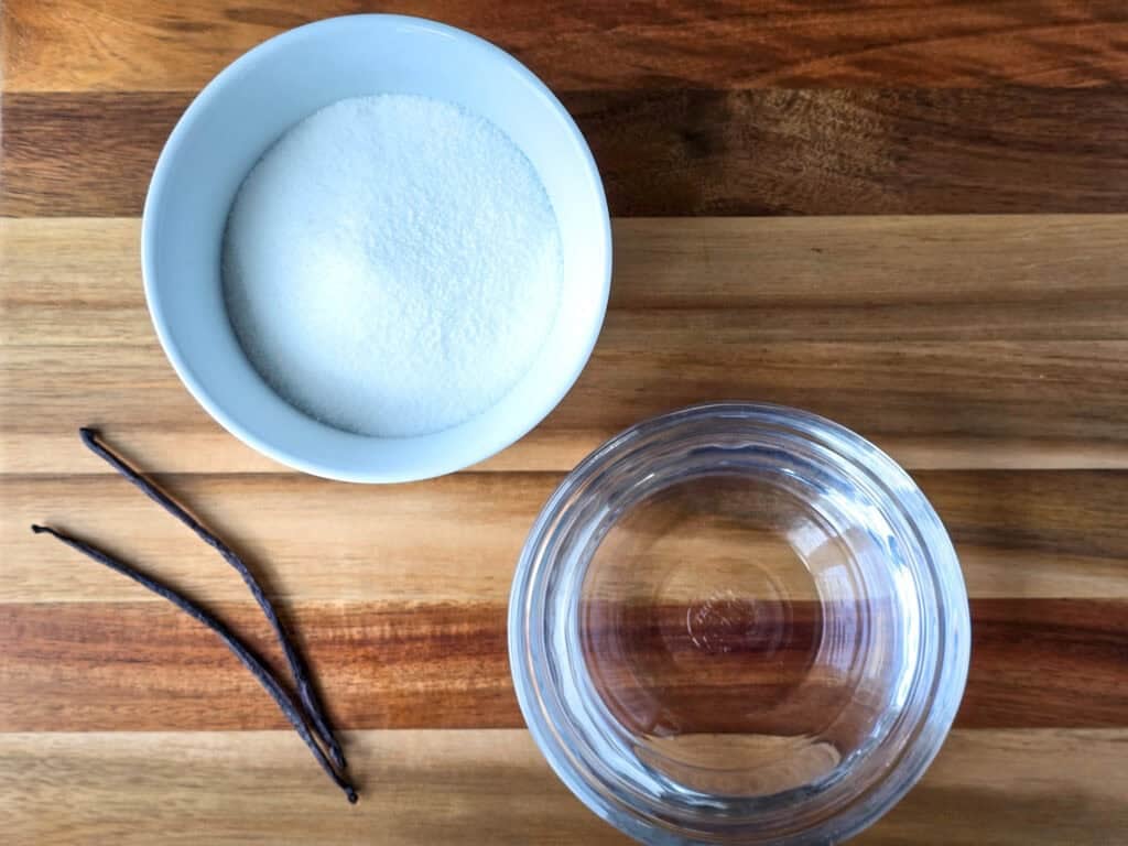 Homemade Vanilla Simple Syrup ingredients