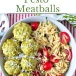 Pesto Chicken Meatballs Pinterest Image