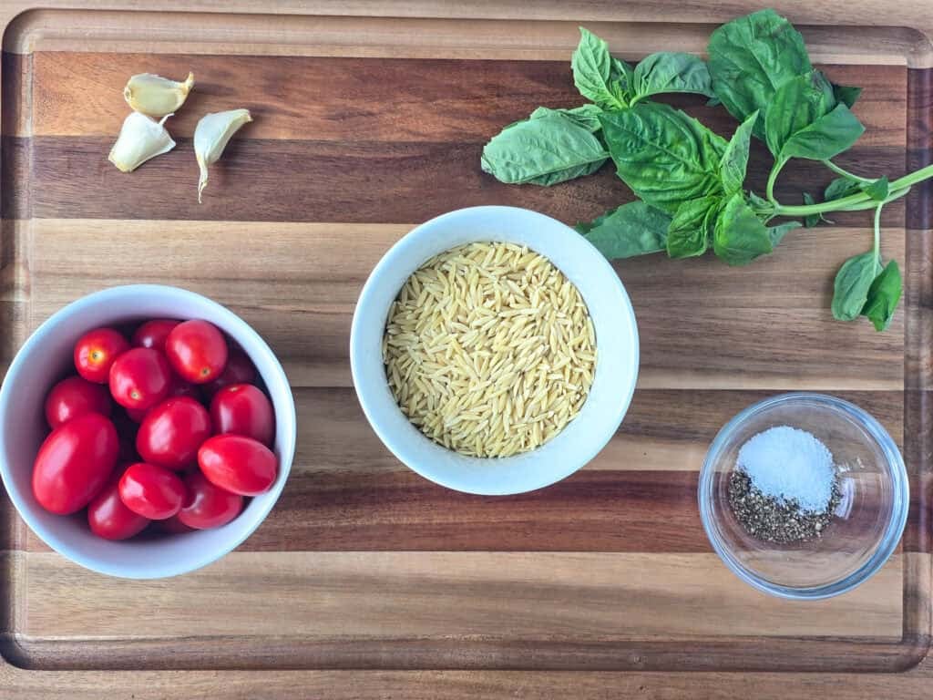 Tomato Basil Orzo Ingredients