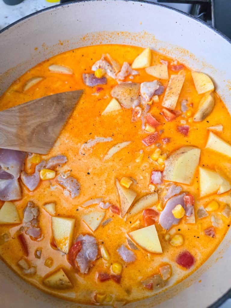 Chicken and Corn Chowder preparation