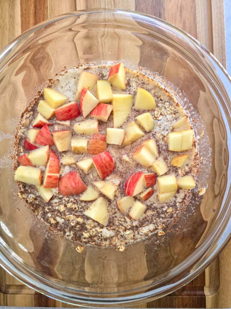 Apple Cinnamon Baked Oatmeal preparation